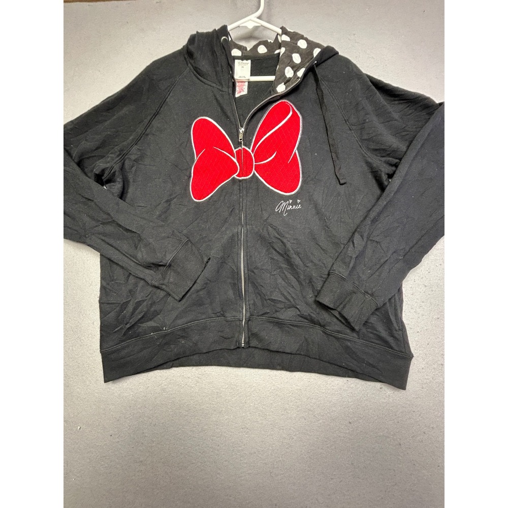 Disney Store Minnie Mouse Hoodie Cotton Blend Black Red 2XL Womens
